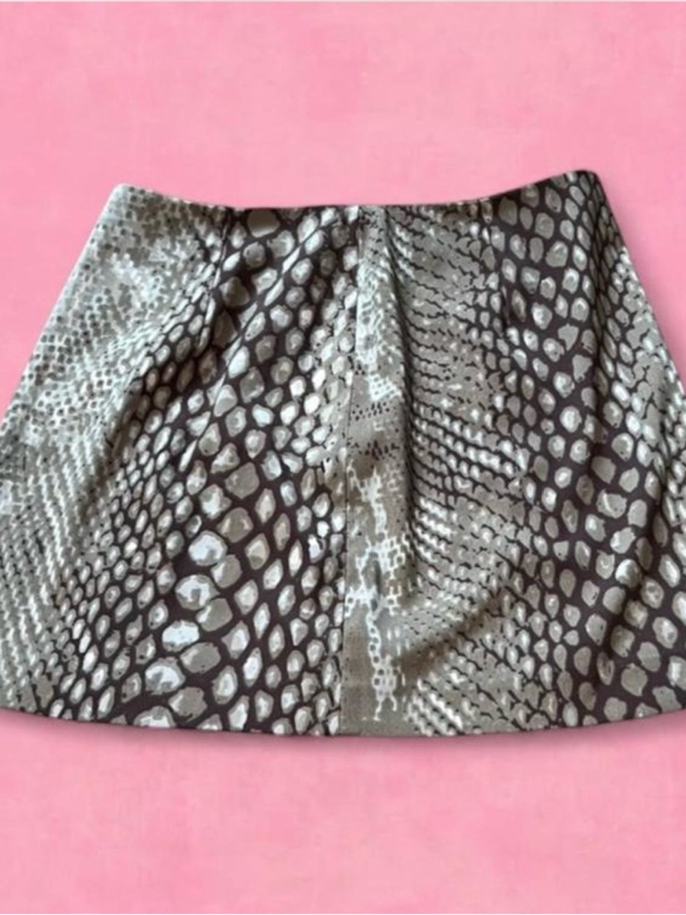 Express Taupe and Cream Snake-Print A-Line Skirt